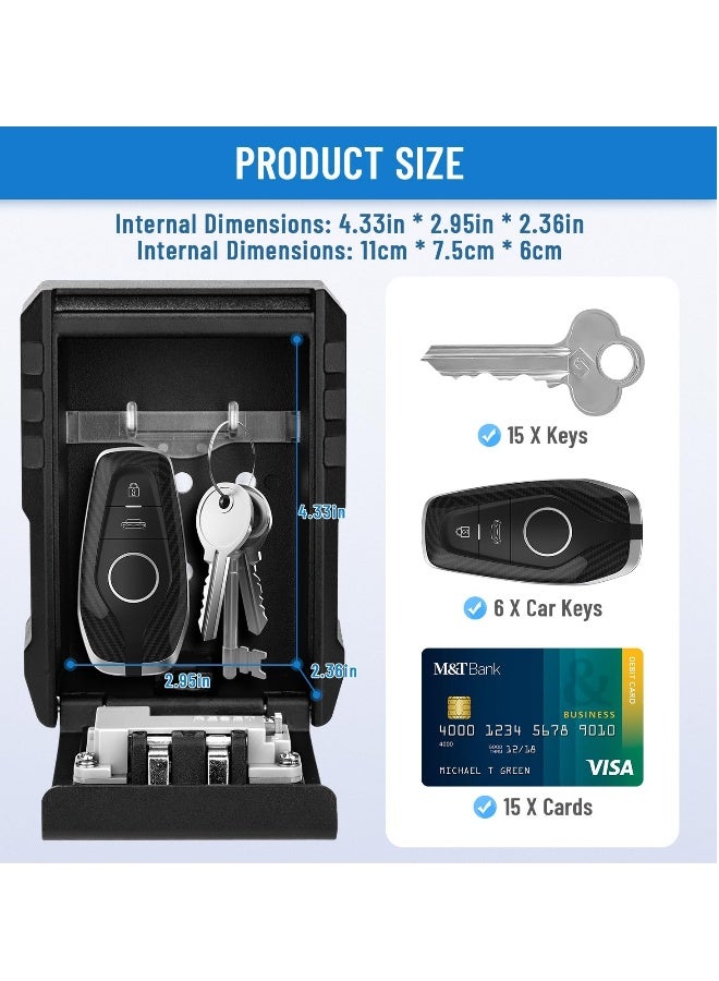 Large Capacity Key Lock Box, Sturdy Waterproof Wall Mount Security Lockbox for House, Garage, Office, Warehouse, Outdoor Key Hider with Code, Secure Storage for Keys - Image 4
